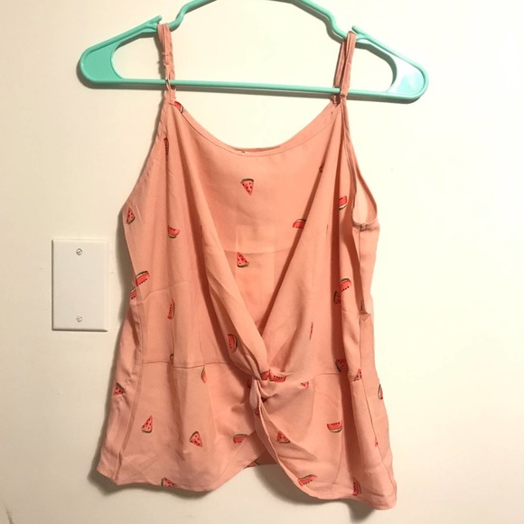 Hippie Rose Tops - Hippie Rose Knot Twist Front Peach Melon Tank Top